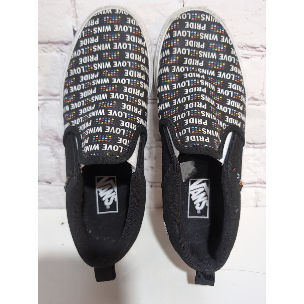 Vans Asher Pride Youth Size 3Y Missy Black Glitter Slip On Low Shoes